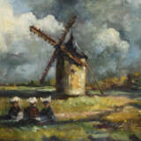 Holländische Landschaft mit Windmühle und Staffage - фото 1