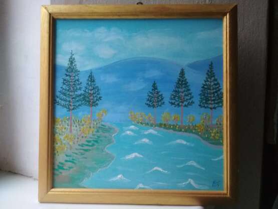 Сосны у ручья. Pines by the stream. Leinwand auf dem Hilfsrahmen Ölfarbe Impressionismus Landschaftsmalerei Ukraine 2019 - Foto 1