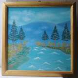 Сосны у ручья. Pines by the stream. Leinwand auf dem Hilfsrahmen Ölfarbe Impressionismus Landschaftsmalerei Ukraine 2019 - Foto 1