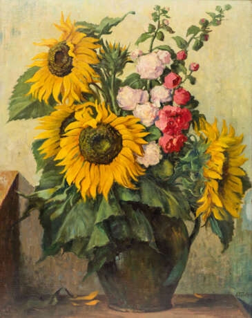VAELTL, OTTO (1885-1977), "Sommerstrauß mit Sonnenblumen in Vase", - Foto 1
