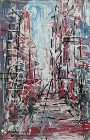 Painting “City sketch-1”, Canvas, Acrylic paint, Expressionist, Landscape painting, 2019 - photo 5