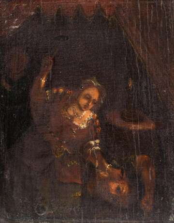 MALER des 16. / 17. Jahrhundert, "Jahel tötet den kanaitischen Heerführer Sisera, indem sie ihm einen Pflock in die Schläfe schlägt", - фото 1