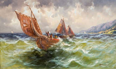 DELMAR, WILLIAM (engl. Maler des 19. Jahrhundert in Canterbury, stellte 1823-56 in der Royal Acad. in London aus), "Fischerboote am adriatischen Meer",