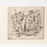 SLAVISCHER KÜNSTLER 20. Jahrhundert, "Zwei Bauern auf einer Bank sitzend", - Foto 2