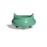 AN IMPERIAL OPAQUE TURQUOISE GLASS TRIPOD CENSER - photo 1