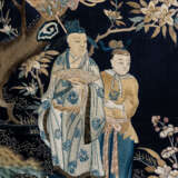 A FINELY EMBROIDERED BLUE-GROUND SILK FOUR-PANEL SCREEN - photo 4