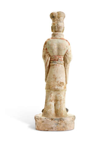 A PAINTED POTTERY FIGURE OF A CIVIL OFFICIAL - photo 2