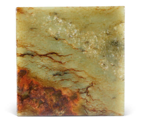 A MOTTLED YELLOWISH-RUSSET AND GREEN JADE 'DOG' SEAL - photo 3