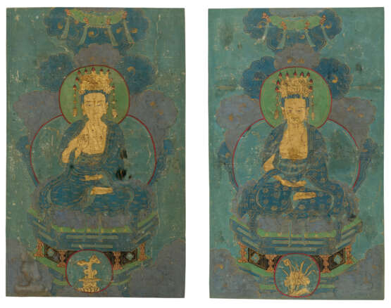 TWO THANGKAS DEPICTING BUDDHA - Foto 1