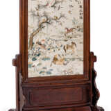 A LARGE SILK EMBROIDERED 'HORSE AND MONKEY' PANEL, INSET INT... - photo 2