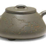 A SMALL INSCRIBED 'ROCKS' YIXING TEAPOT - photo 1