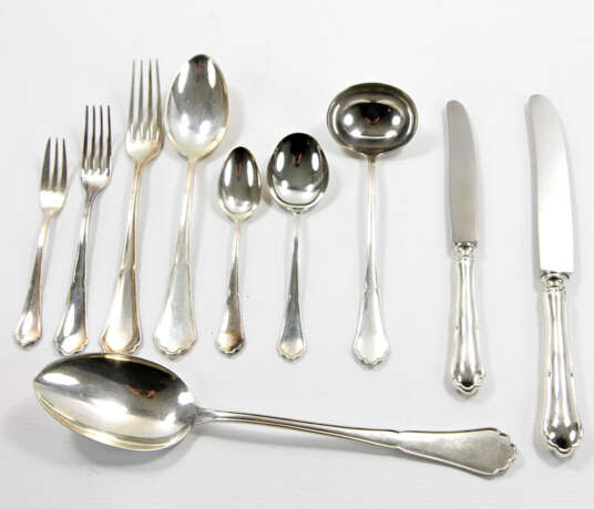 DEUTSCH Speisebesteck für 12 Personen, Silber, 20. Jahrhundert - photo 2