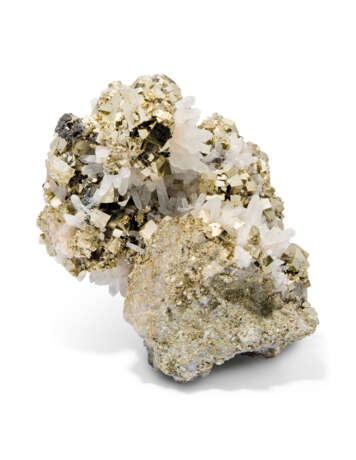 A LARGE CLUSTER OF PYRITE ON QUARTZ - фото 3