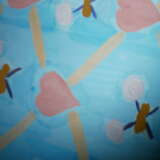 Design Gemälde „Bild. Preiswertes Malen. Herzen. Muster. Hintergrund. Schöne Tapete für den Kindergarten.“, Gemischtes Medium, Siehe Beschreibung, Alltagsleben, 2020 - Foto 2