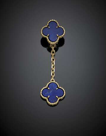 VAN CLEEF & ARPELS | Yellow gold lapis "Alhambra" pendant earring - photo 1