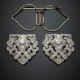Old mine diamond platinum and gold double clip brooch with accessory - Foto 2