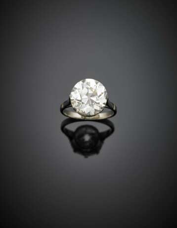 Round ct. 6.88 old cut diamond white gold solitaire ring - Foto 1