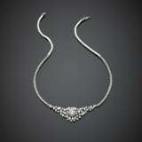 Round and baguette diamond white gold necklace with a ct. 4.24 round diamond in the centre - фото 1