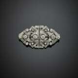Old mine diamond platinum and gold double clip brooch in all ct. 21 circa - photo 1