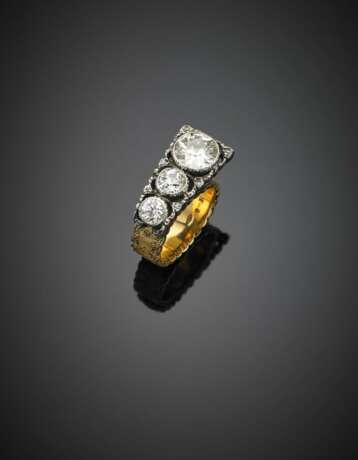FEDERICO BUCCELLATI | Bi-coloured gold three graduated diamond ring - photo 1