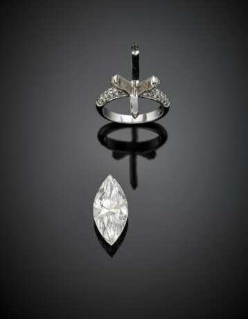 Marquise ct. 5.02 diamond white gold ring - photo 2