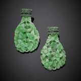 MICHELE DELLA VALLE | Carved jadeite and emerald white gold pendant earrings - фото 1
