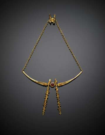 *CUSI | Yellow gold necklace with a cabochon ruby central - photo 1