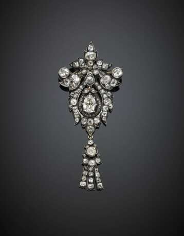 Old mine diamond silver and gold pendant brooch - Foto 1