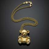 GIODORO | Yellow gold bear pendant with gem and pearl collar and a cm 44.50 circa gold chain - photo 1