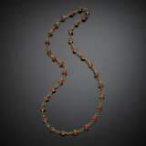 Long yellow gold and orange coral bead necklace - photo 1