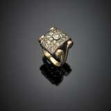 Bi-coloured gold old mine diamond ring - photo 1