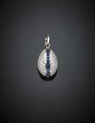 FABERGE' | Diamond and guilloché blue enamel white gold egg pendant