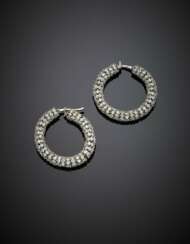 White gold diamond hoop earrings