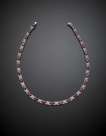 GIULIO VERONESI | Oval ruby and diamond white gold modular necklace - photo 1