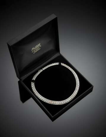 White gold diamond articulated modular necklace - photo 2