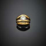 Round ct. 1.59 circa diamond yellow gold ring - photo 1