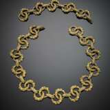 Yellow 12K textured chain jewellery set comprising a cm 52 circa necklace and a cm 20 circa bracelet - photo 1
