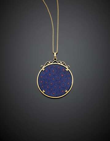Yellow gold necklace with a cm 5.20 circa Murano glass pendant - фото 1