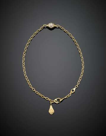 Yellow gold chain bracelet accented with diamonds - photo 1