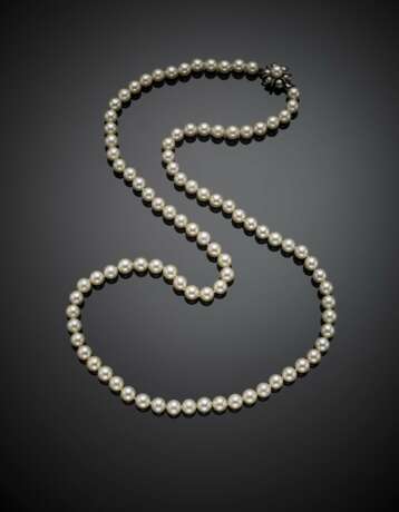 Mm 7.30-7.70 circa cultured pearl necklace with white 9K gold clasp - Foto 1