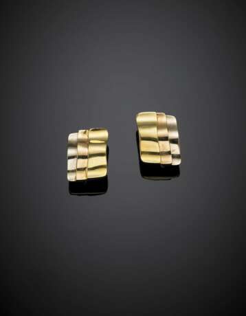 Three colour gold wave earrings - photo 1