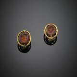 Yellow gold amber intaglio earclips - Foto 1