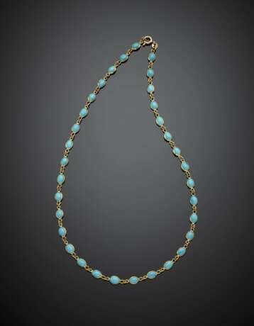 Yellow gold turquoise chain necklace - фото 1