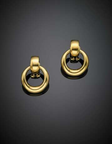Yellow gold pendant earclips - фото 1