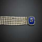 Five strand mm 3.50-4.20 cultured pearl bracelet with bi-coloured gold - фото 2