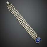Five strand mm 3.50-4.20 cultured pearl bracelet with bi-coloured gold - фото 3
