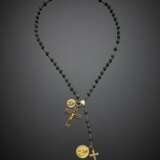 Yellow gold and malachite rosary with a Crucifix and medal - Foto 1