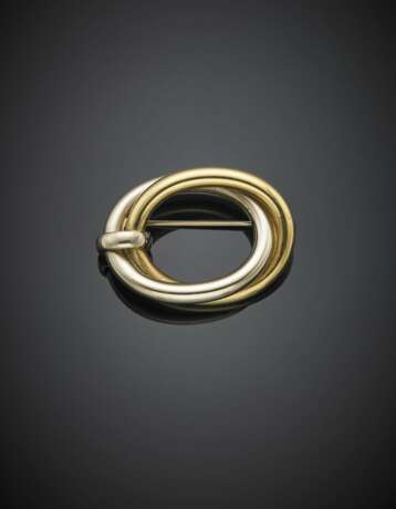 Bi-coloured gold oval brooch - Foto 1