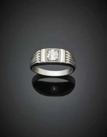 Round ct. 0.80 circa diamond white gold ring - Foto 1