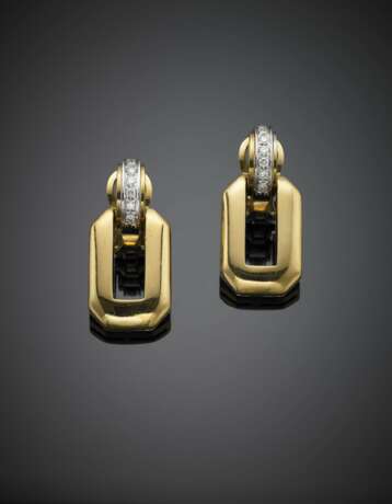 Bi-coloured gold diamond pendant earclips - Foto 1